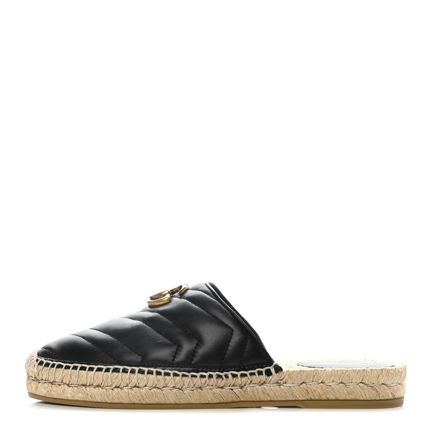 Nappa Matelasse GG Marmont Espadrille Slippers 38 Black