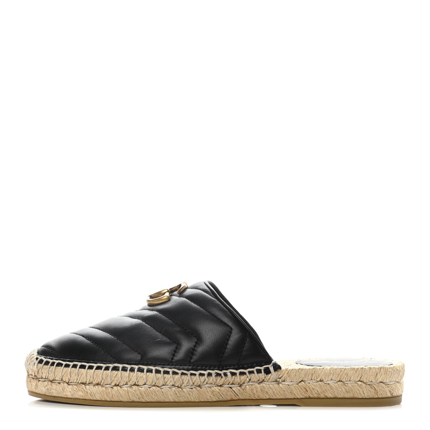 Gucci Nappa Matelasse GG Marmont Espadrille Slippers 38 Black 1 of 11