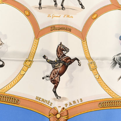 Hermes Silk Ecole Portugaise D'Art Equestre Scarf 90 Bleu 2 of 3