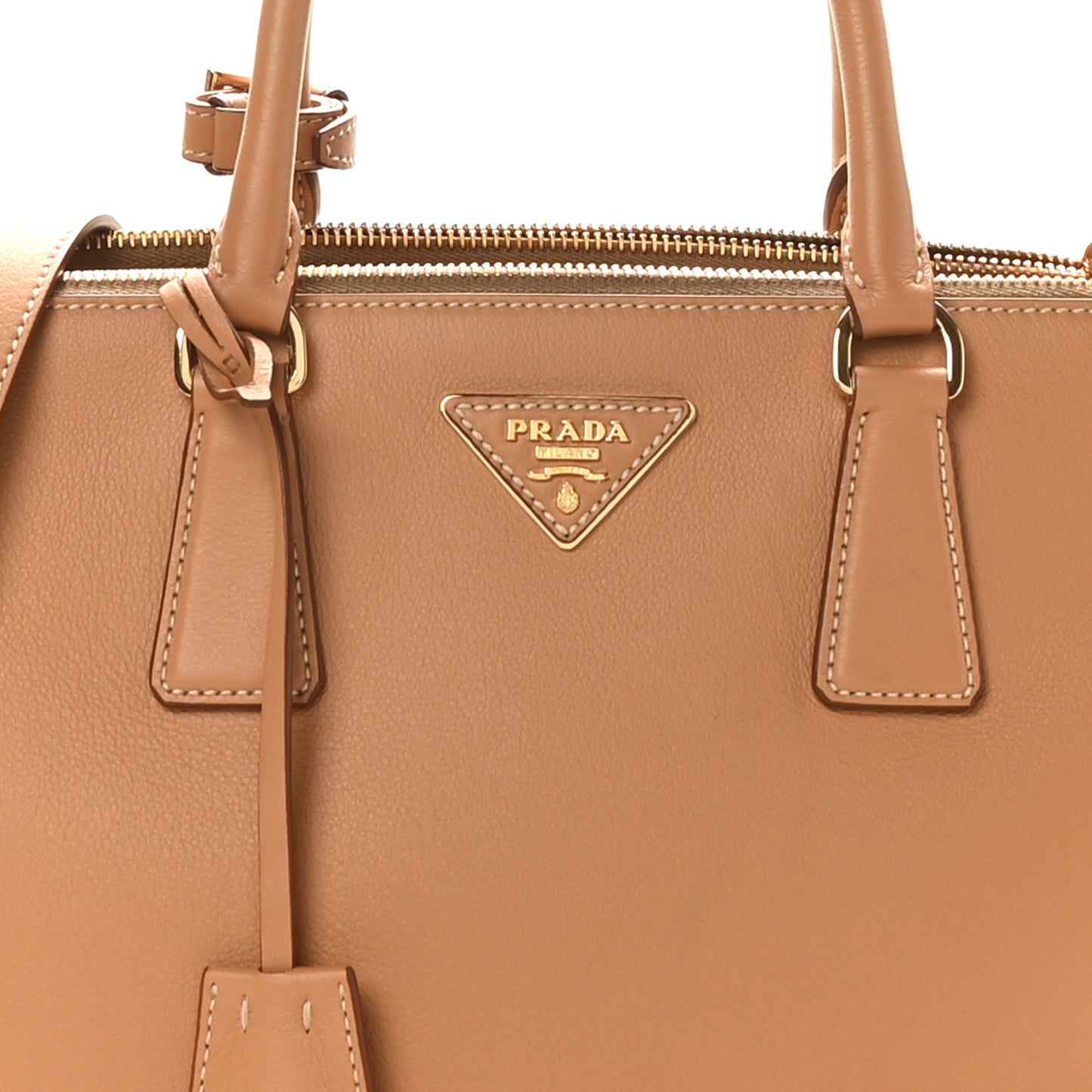 Soft Grain Calfskin Large Galleria Double Zip Tote Naturale