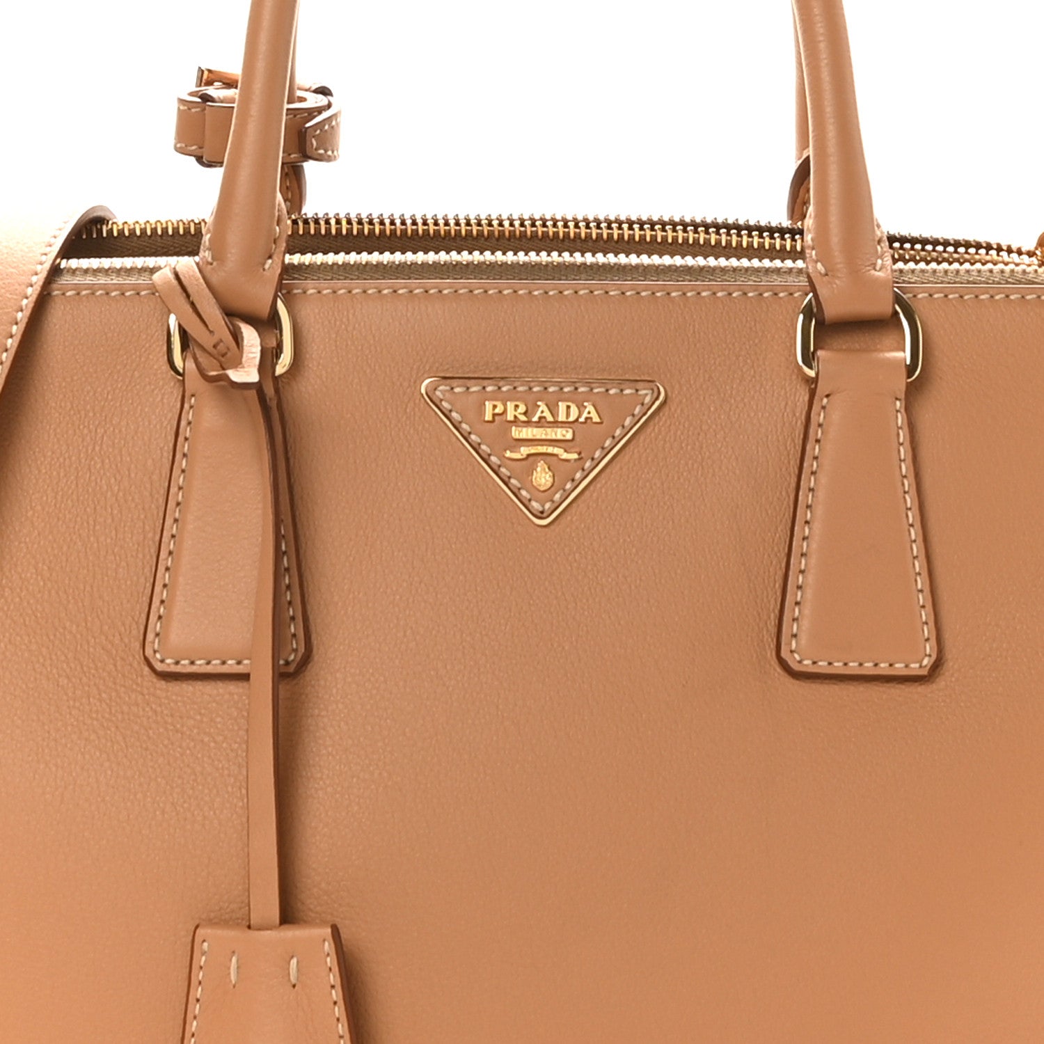 Prada Soft Grain Calfskin Large Galleria Double Zip Tote Naturale 7 of 9