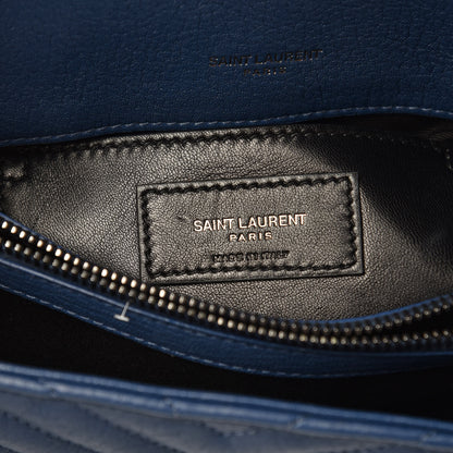 Saint Laurent Sheepskin Matelasse Monogram Medium College Bag Navy 6 of 9