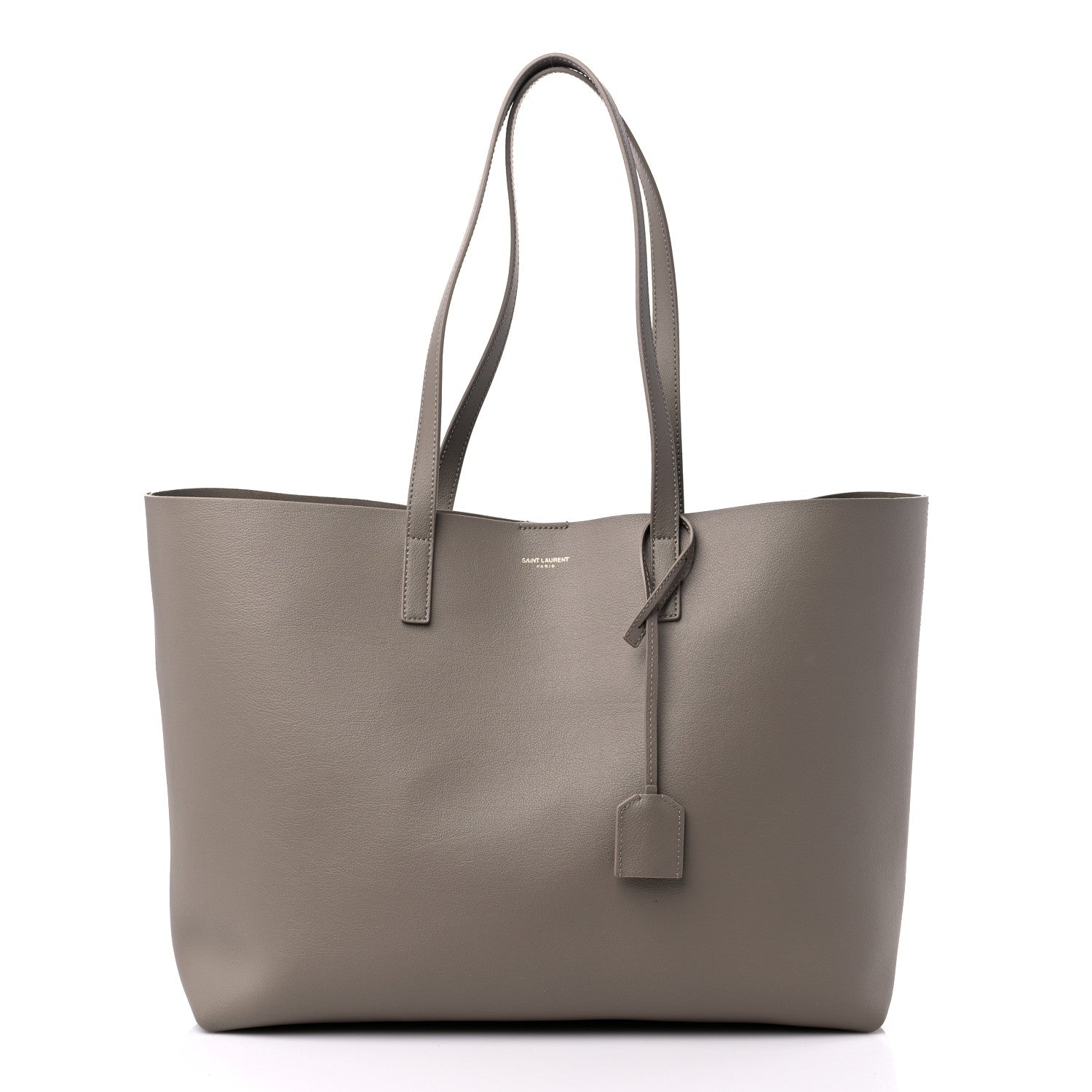 Saint Laurent Calfskin Large Shopping Tote Oyster Gray 3 of 10