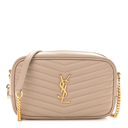 Saint Laurent Calfskin Matelasse Monogram Mini Lou Camera Bag Dark Beige 1 of 13