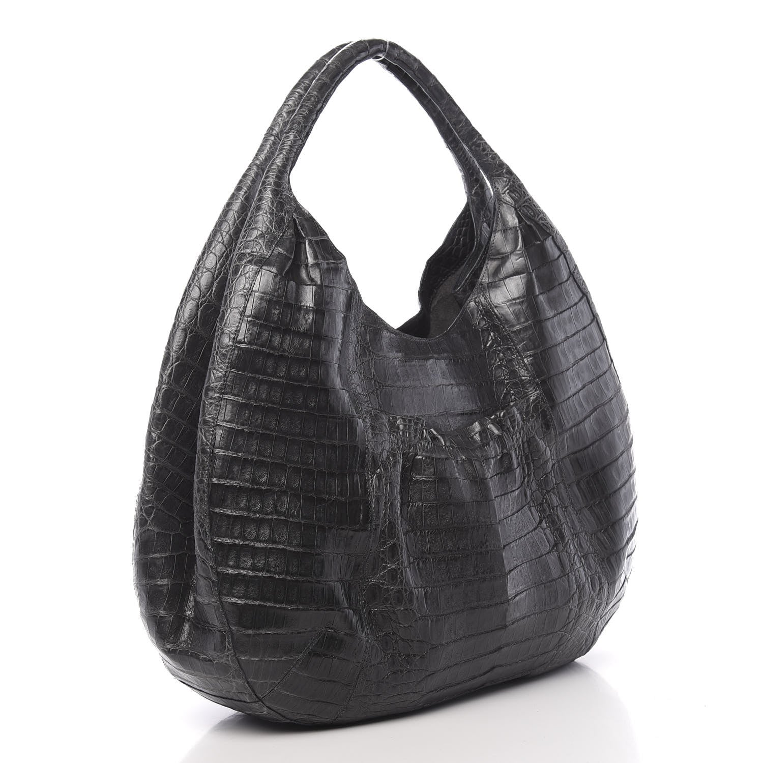 Nancy Gonzalez Crocodile Hobo Grey 3 of 10