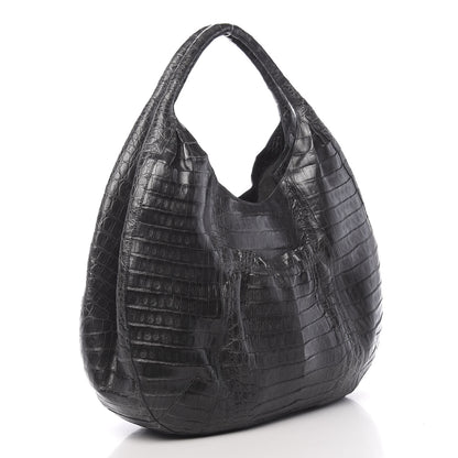 Nancy Gonzalez Crocodile Hobo Grey 3 of 10