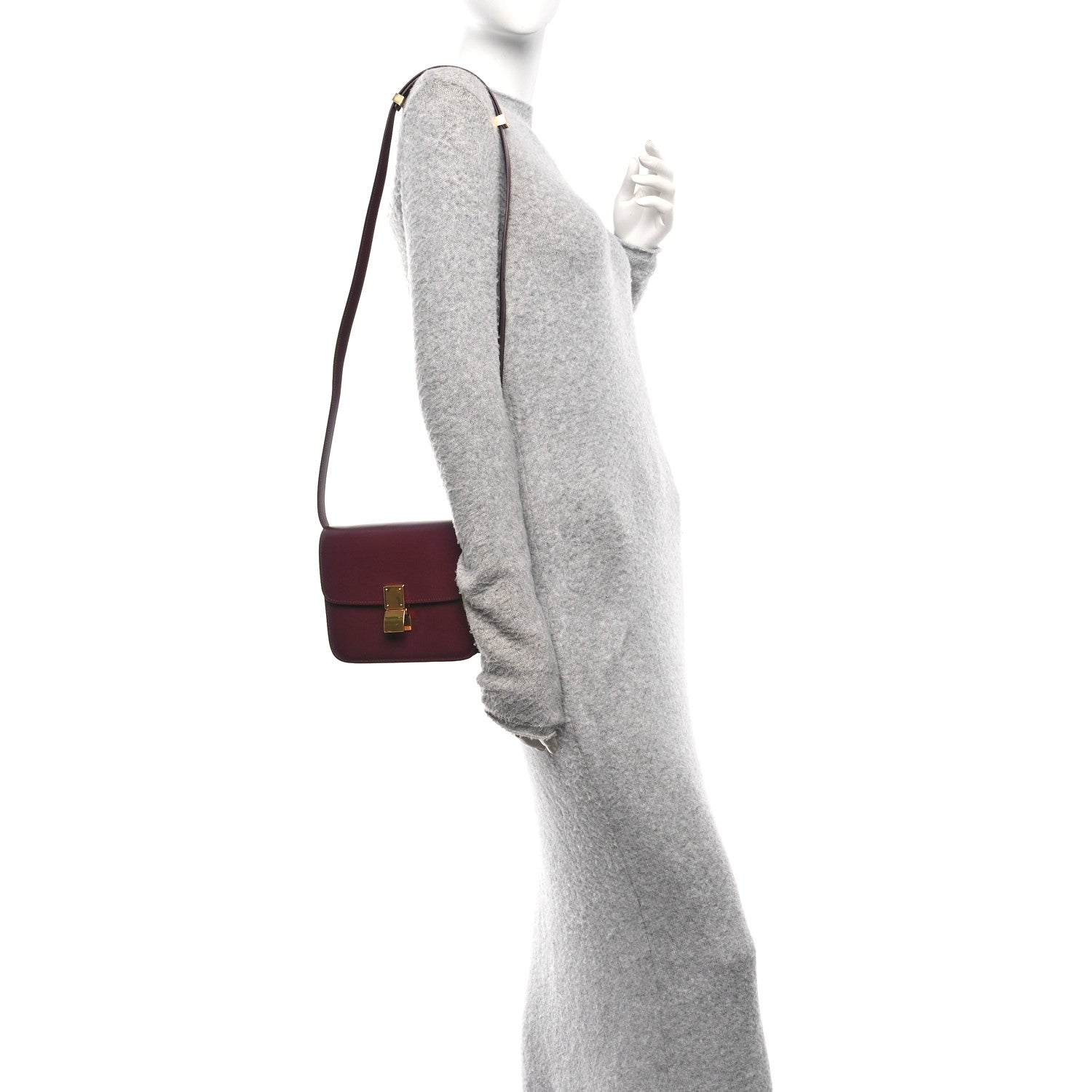 Celine Box Calfskin Small Classic Box Flap Bag Burgundy 2 of 10