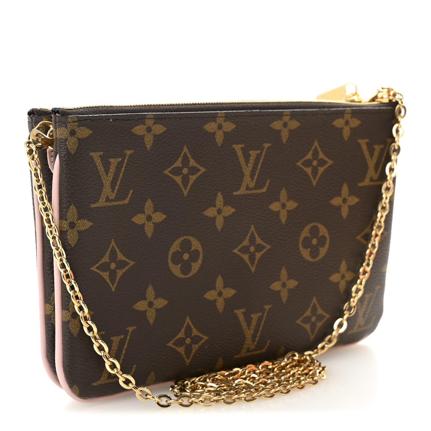 Louis Vuitton Monogram 2020 Christmas Animation Big Wheel Double Zip Pochette Rose Ballerine 3 of 12