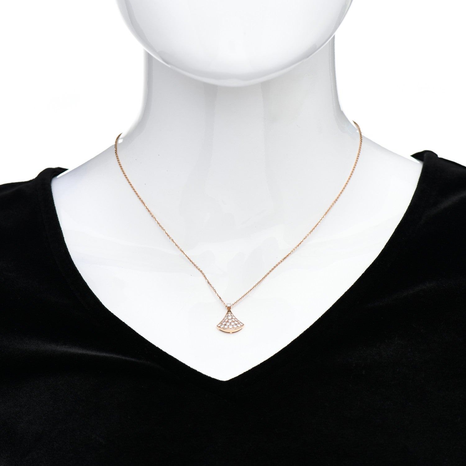 Bulgari 18K Rose Gold Diamond Divas' Dream Pave Pendant Necklace 2 of 5