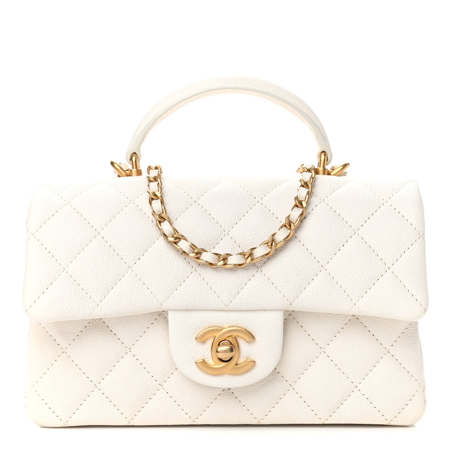 Chanel Caviar Quilted Mini Top Handle Rectangular Flap White 1 of 9