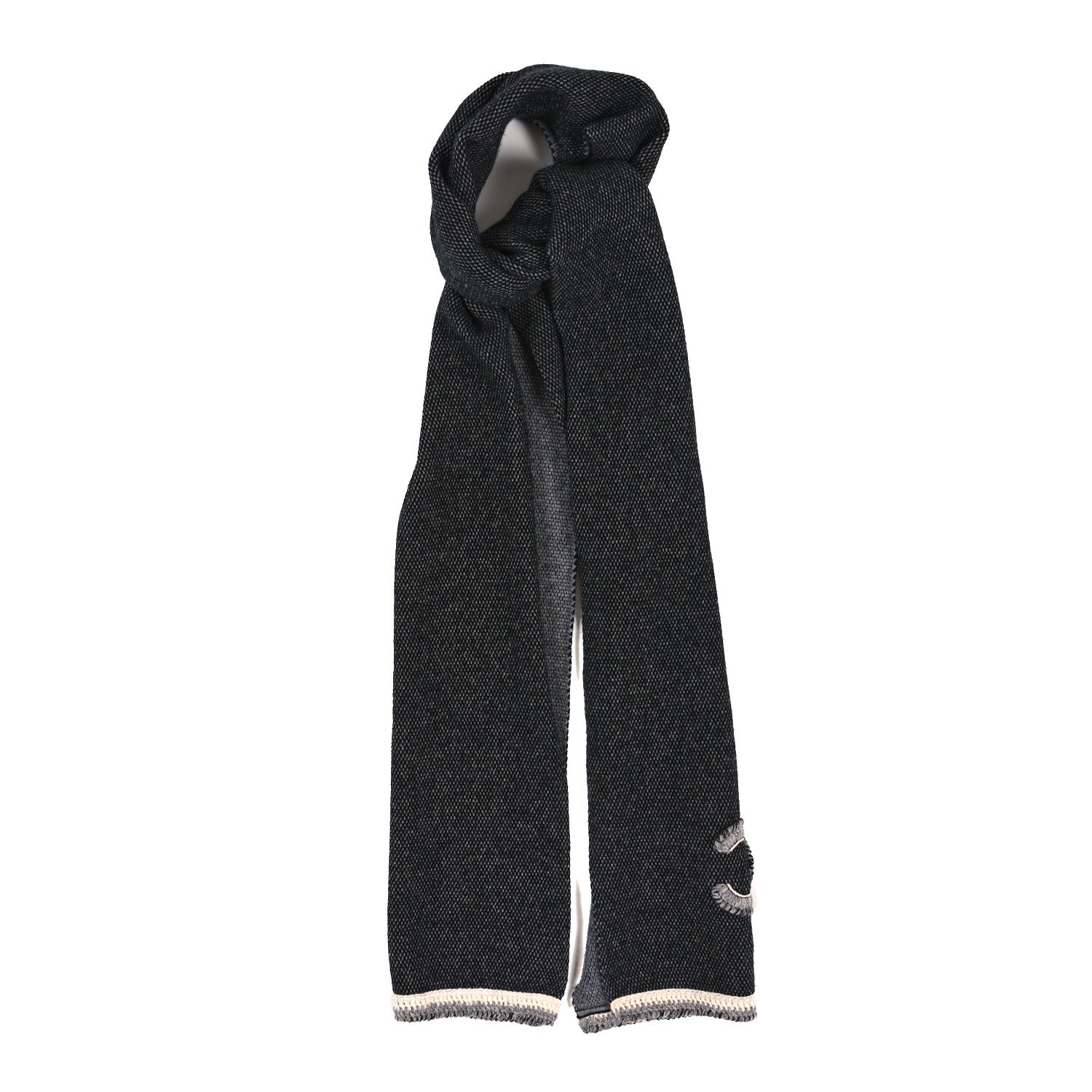Chanel Cashmere Wool CC Stole Black White 2 of 3