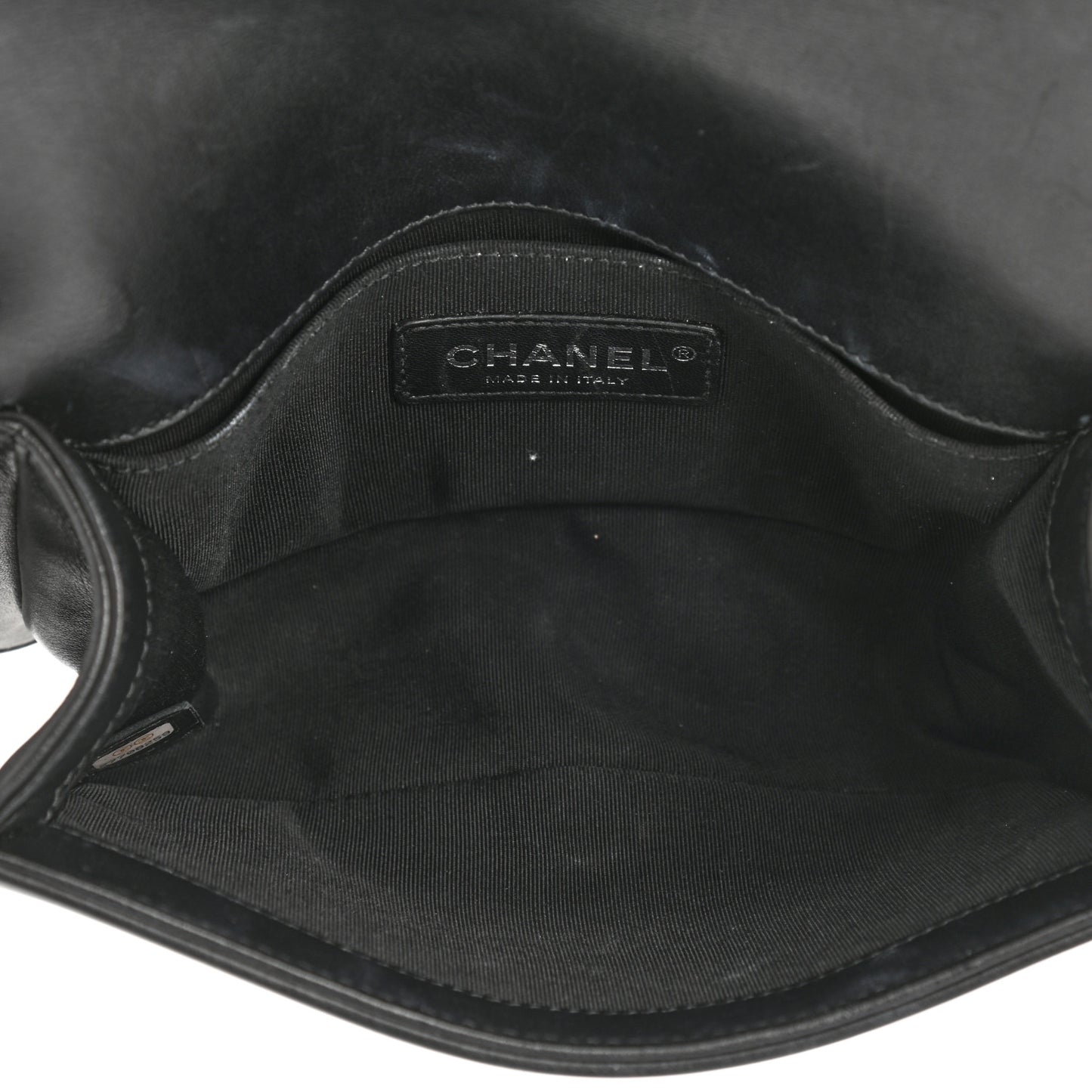 Calfskin Quilted Small Boy Flap Black