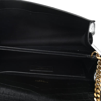 Saint Laurent Calfskin Crocodile Embossed Monogram Medium Sunset Black 4 of 10
