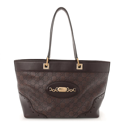 Gucci Guccissima Large Punch Tote Chocolate Brown 1 of 15