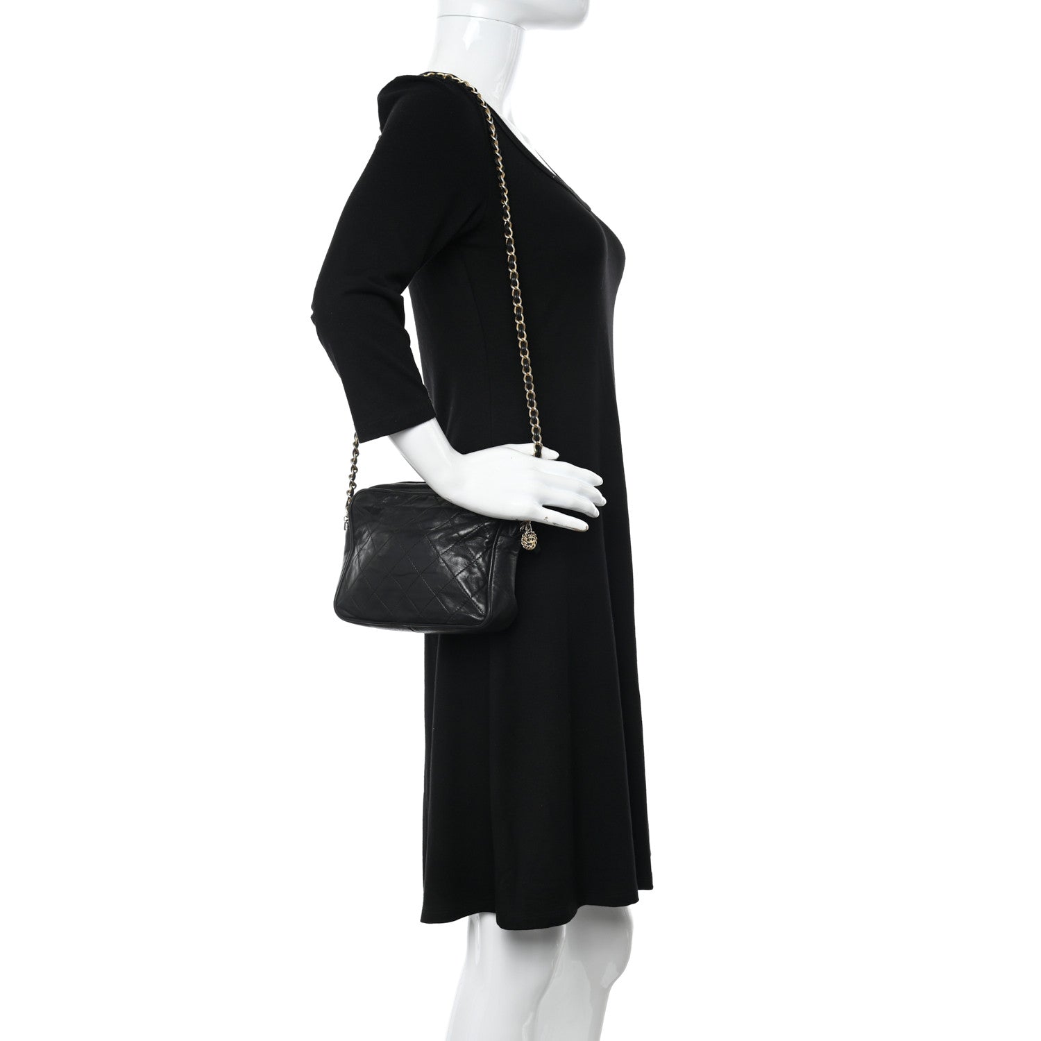 Chanel Lambskin Quilted Camera Case Black 2 of 14