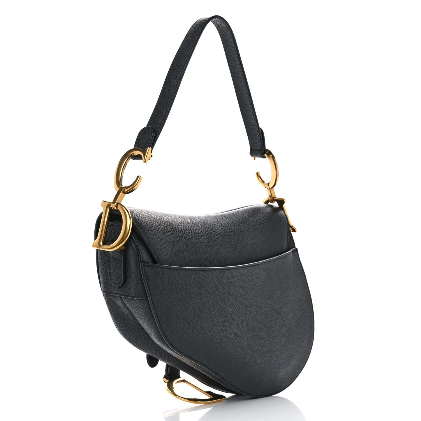 Grained Calfskin Saddle Bag Black