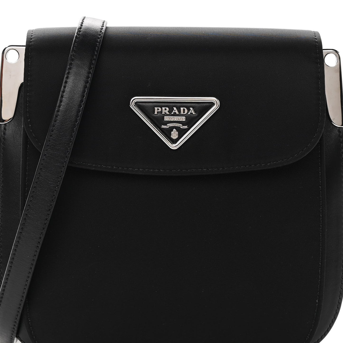 Tessuto Nylon Vitello Crossbody Bag Black