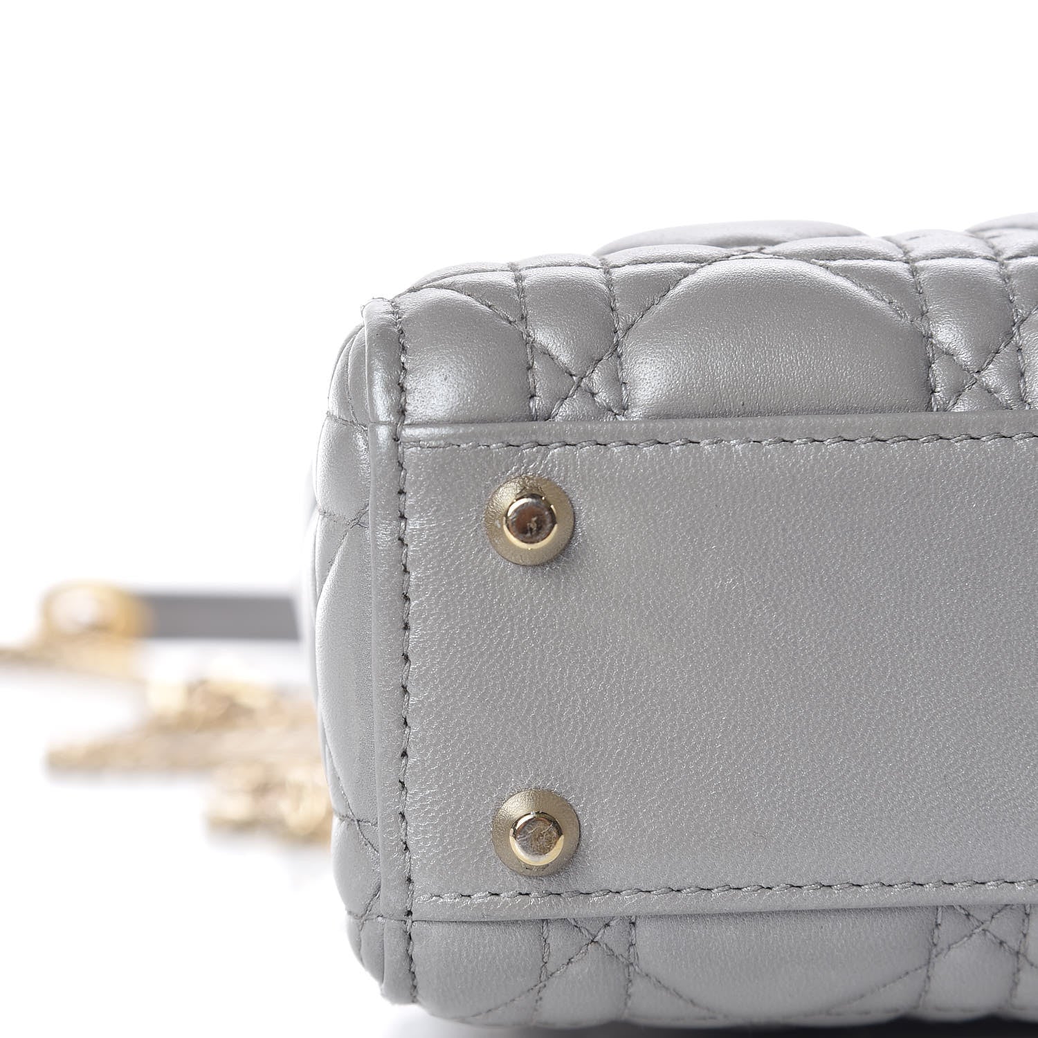 Christian Dior Metallic Lambskin Cannage Mini Lady Dior Grey 14 of 22