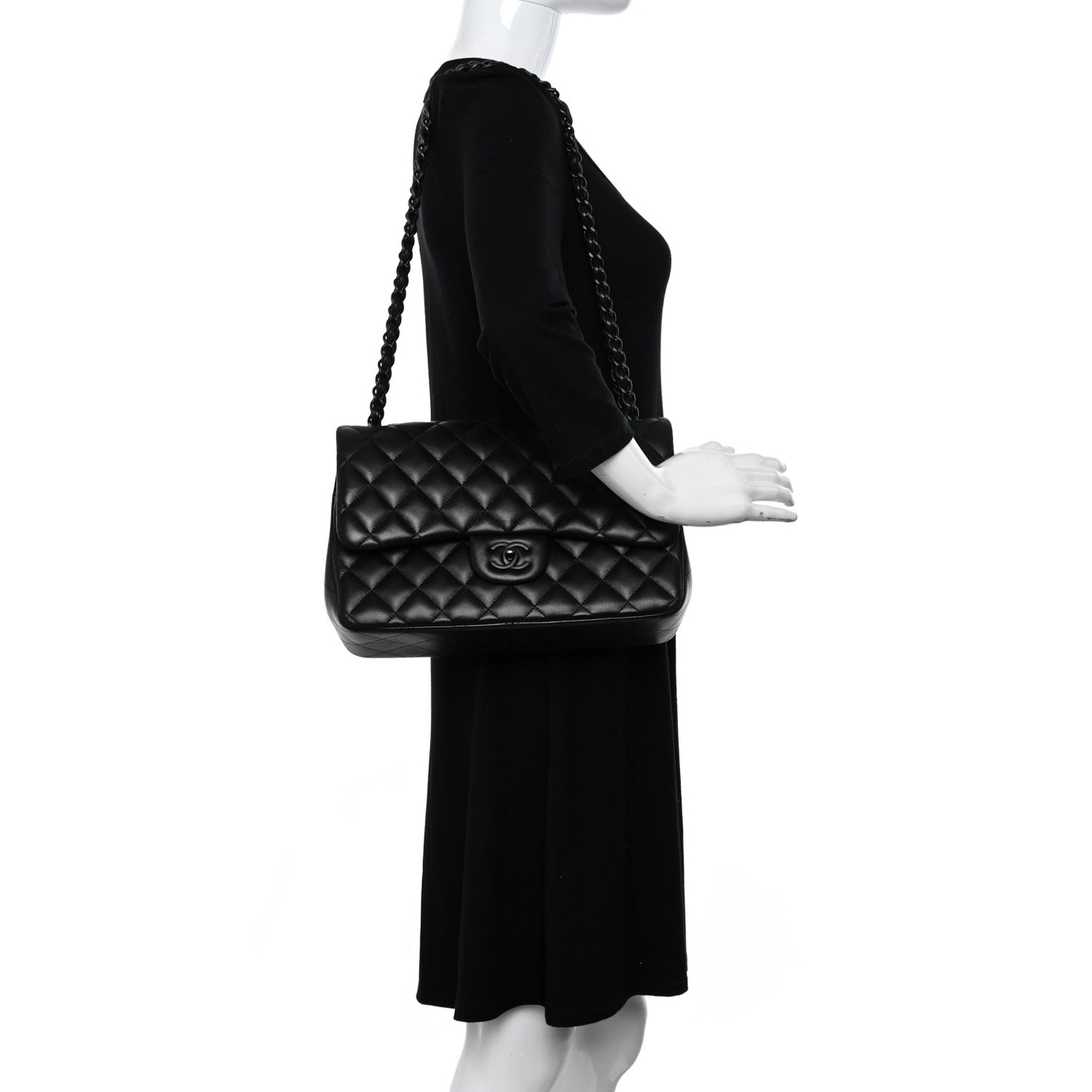 Lambskin Quilted Jumbo Double Flap So Black