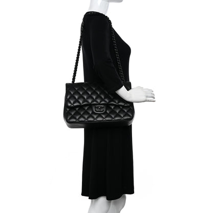 Chanel Lambskin Quilted Jumbo Double Flap So Black 2 of 15