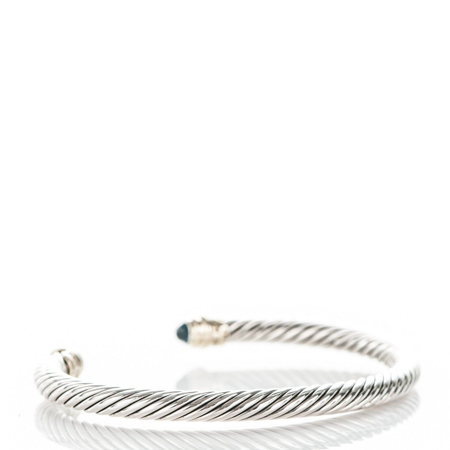 Sterling Silver 14K Yellow Gold Blue Topaz 5mm Cable Classics Petite Color Bracelet