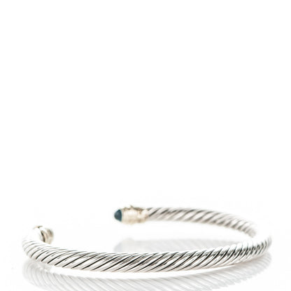 David Yurman Sterling Silver 14K Yellow Gold Blue Topaz 5mm Cable Classics Petite Color Bracelet 3 of 5