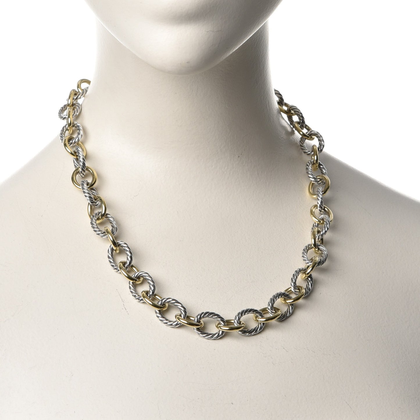 Sterling Silver 18K Yellow Gold Large Oval Link Necklace