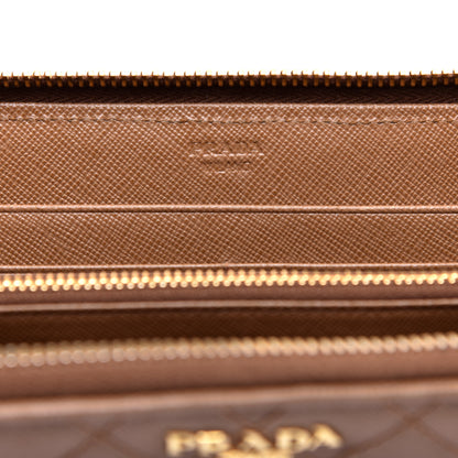 Prada Saffiano Quilted Zip Around Wallet Caramel 6 of 7