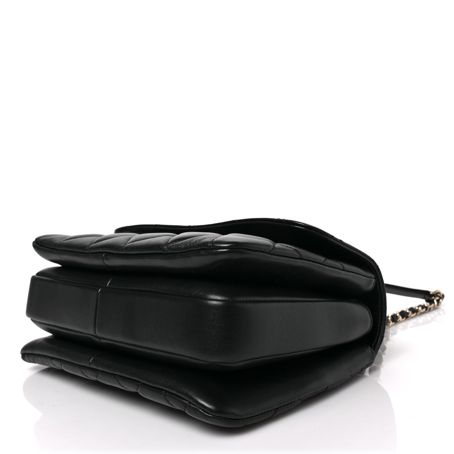 Lambskin Quilted Small Trendy CC Chain Dual Handle Flap Bag Black