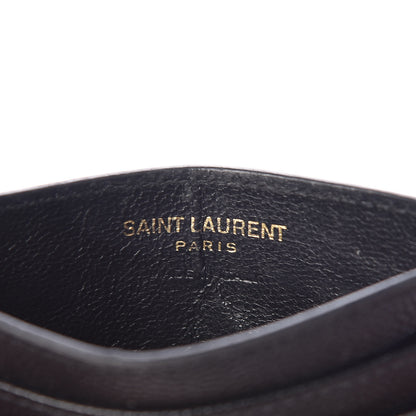 Saint Laurent Grain De Poudre Matelasse Chevron Monogram Credit Card Case Black 6 of 12