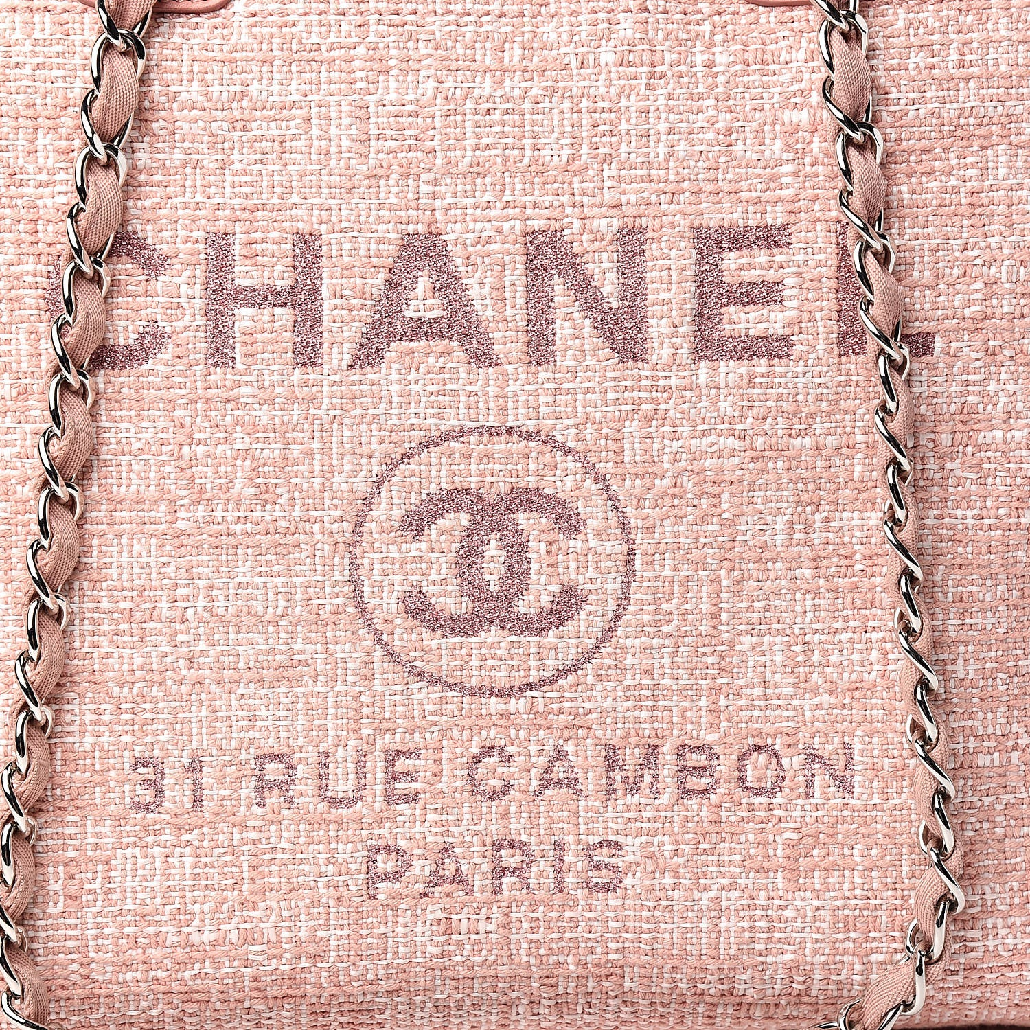 Chanel Canvas Medium Deauville Tote Pink 10 of 11