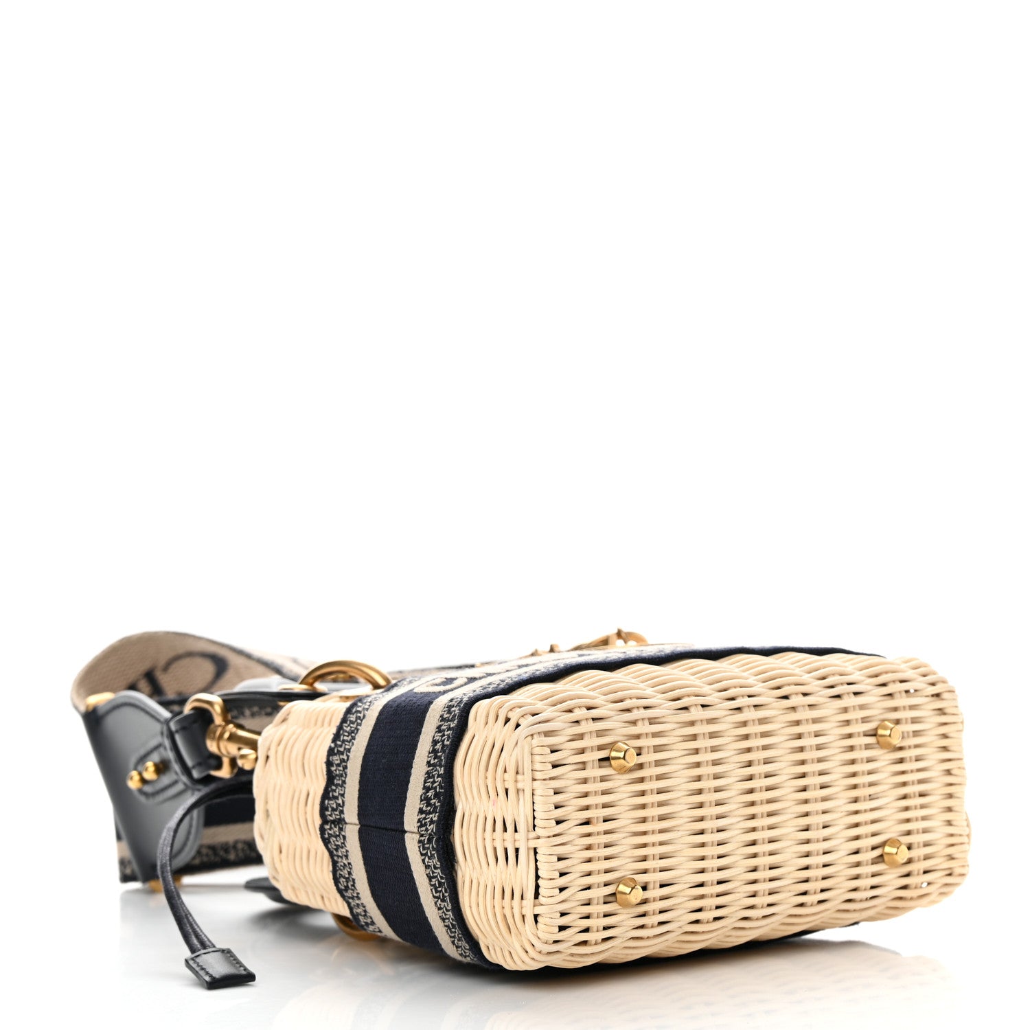 Christian Dior Wicker Oblique Mini Lady Dior Bag Blue 4 of 9