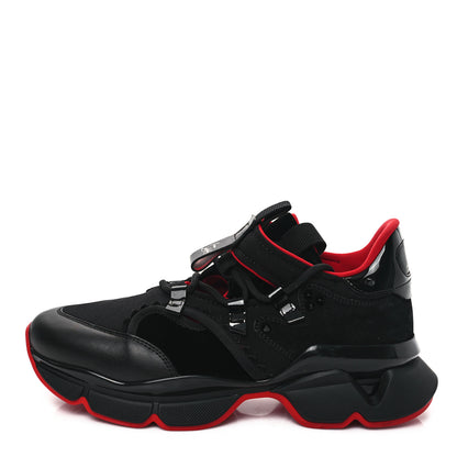 Christian Louboutin Neoprene Calfskin Mens Red Runner Flat Sneakers 42 Black 1 of 8