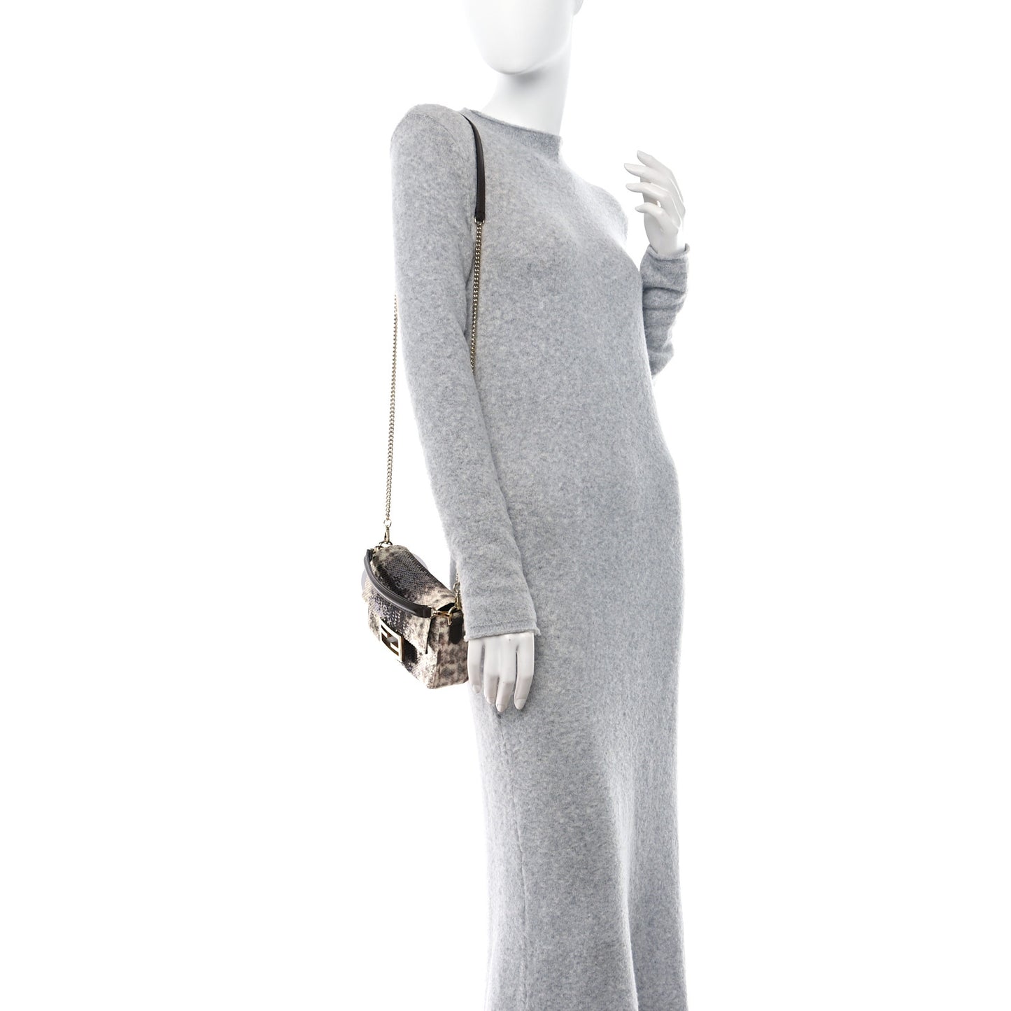 Sequin Paillettes Vitello Grace Karung Effect FF Mini Baguette Ginepro