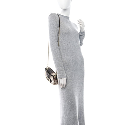 Fendi Sequin Paillettes Vitello Grace Karung Effect FF Mini Baguette Ginepro 2 of 11