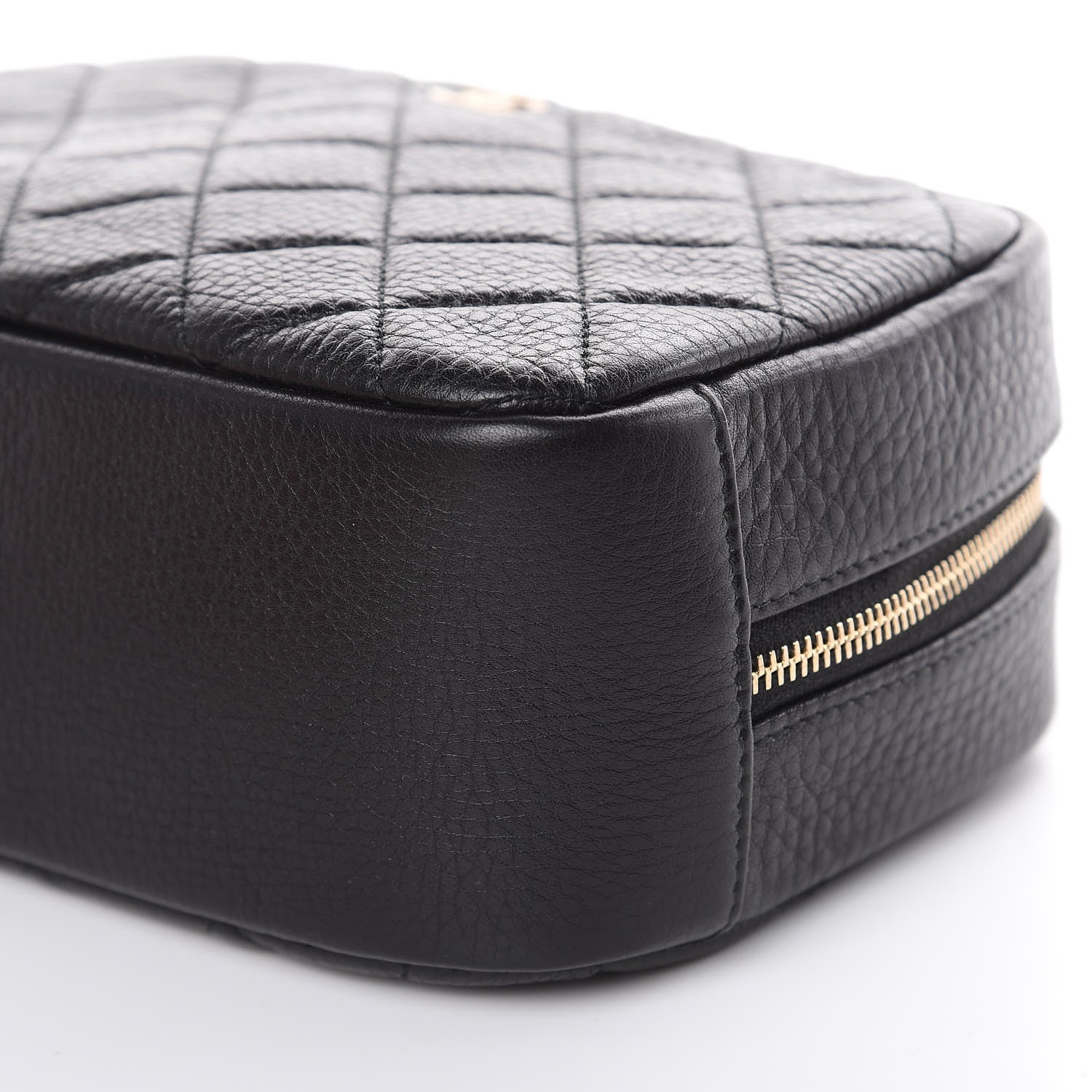 Chanel Grained Calfskin Quilted Medium Curvy Pouch Cosmetic Case Black 9 of 9