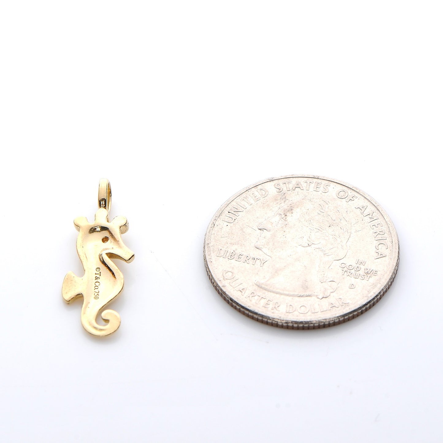 18K Yellow Gold Diamond Seahorse Charm Pendant