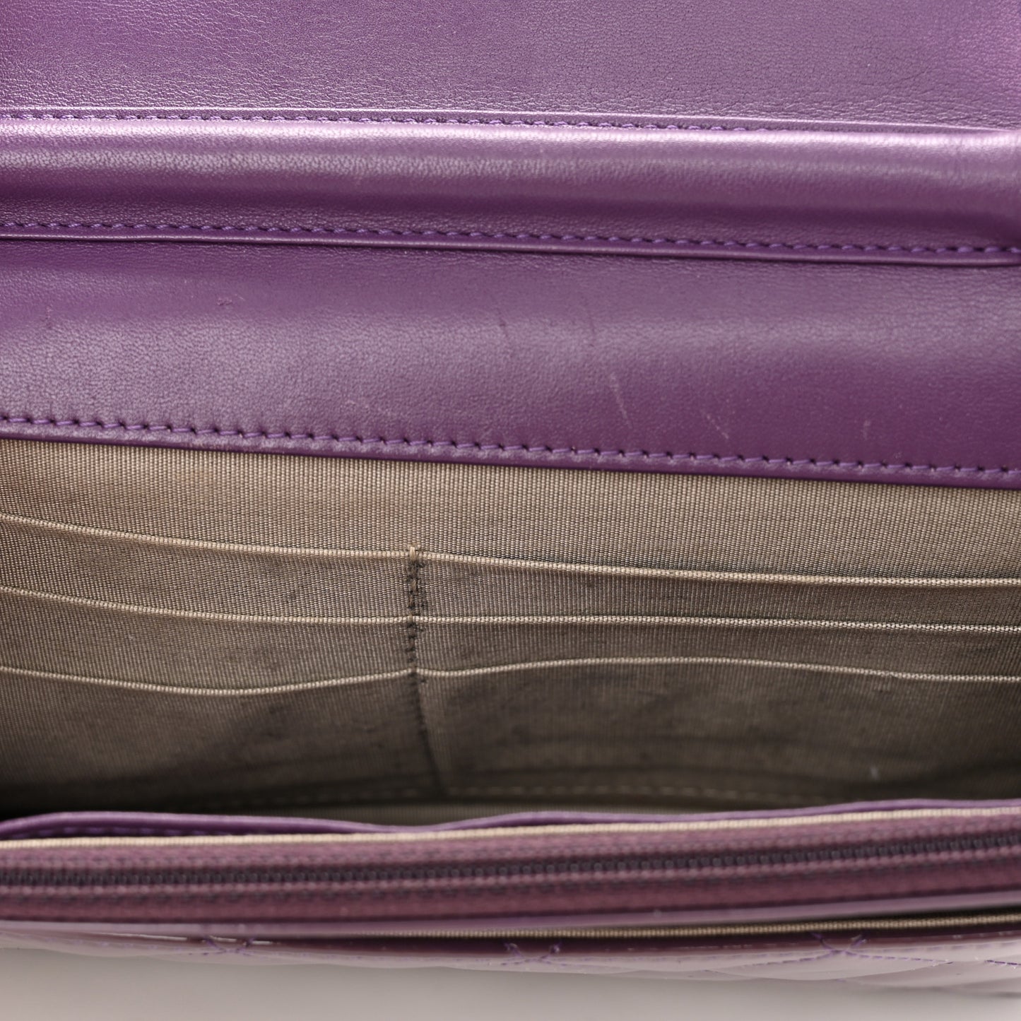 Patent Quilted Brilliant Wallet On Chain WOC Violet