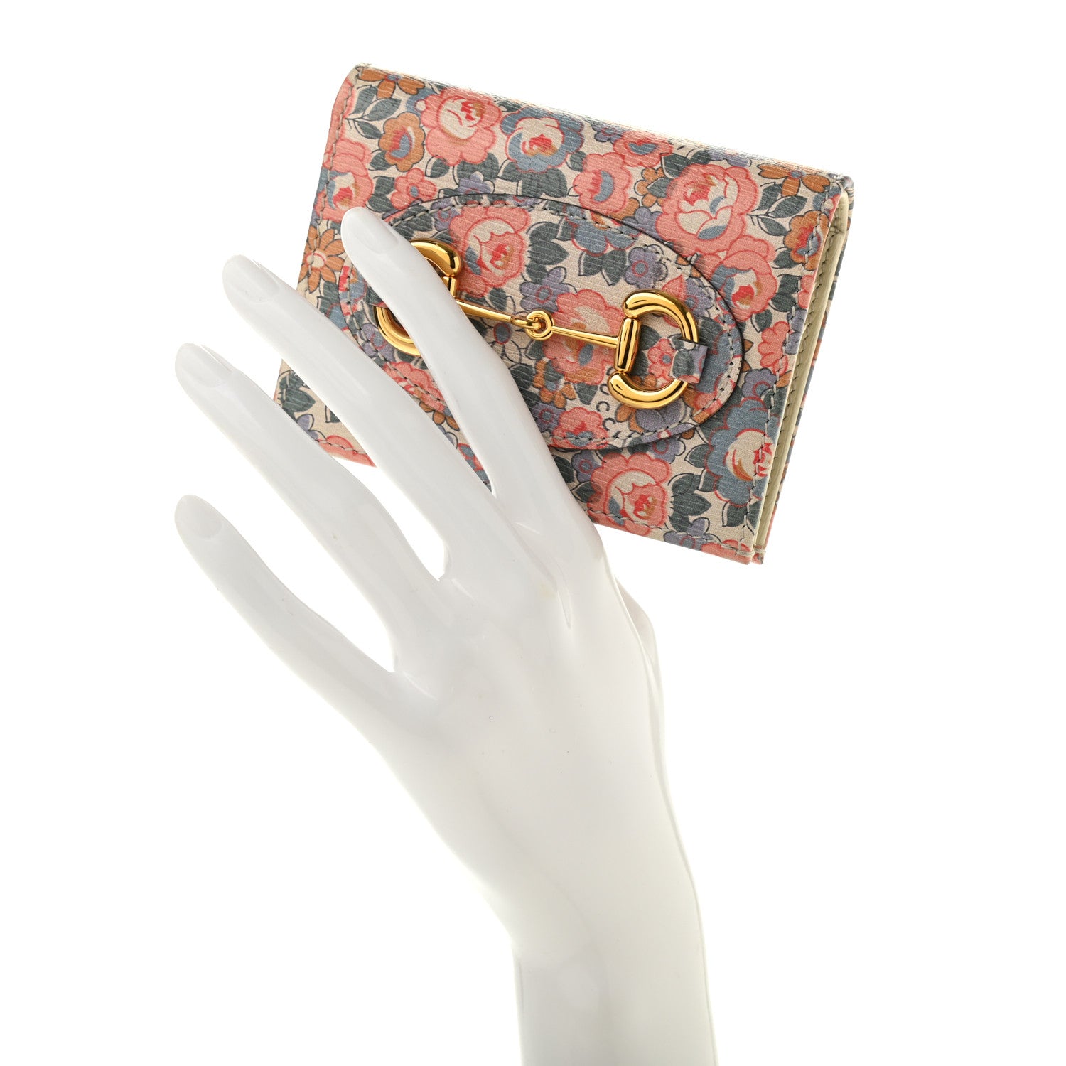 Gucci X LIBERTY OF LONDON Calfskin Infinity Abbey Horsebit 1955 Card Case Wallet Perfect Pink Ivory 2 of 8