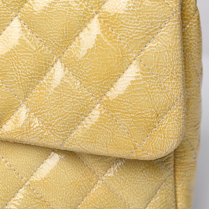 Chanel Crinkled Patent Quilted Jumbo Single Flap Light Beige 9 of 13