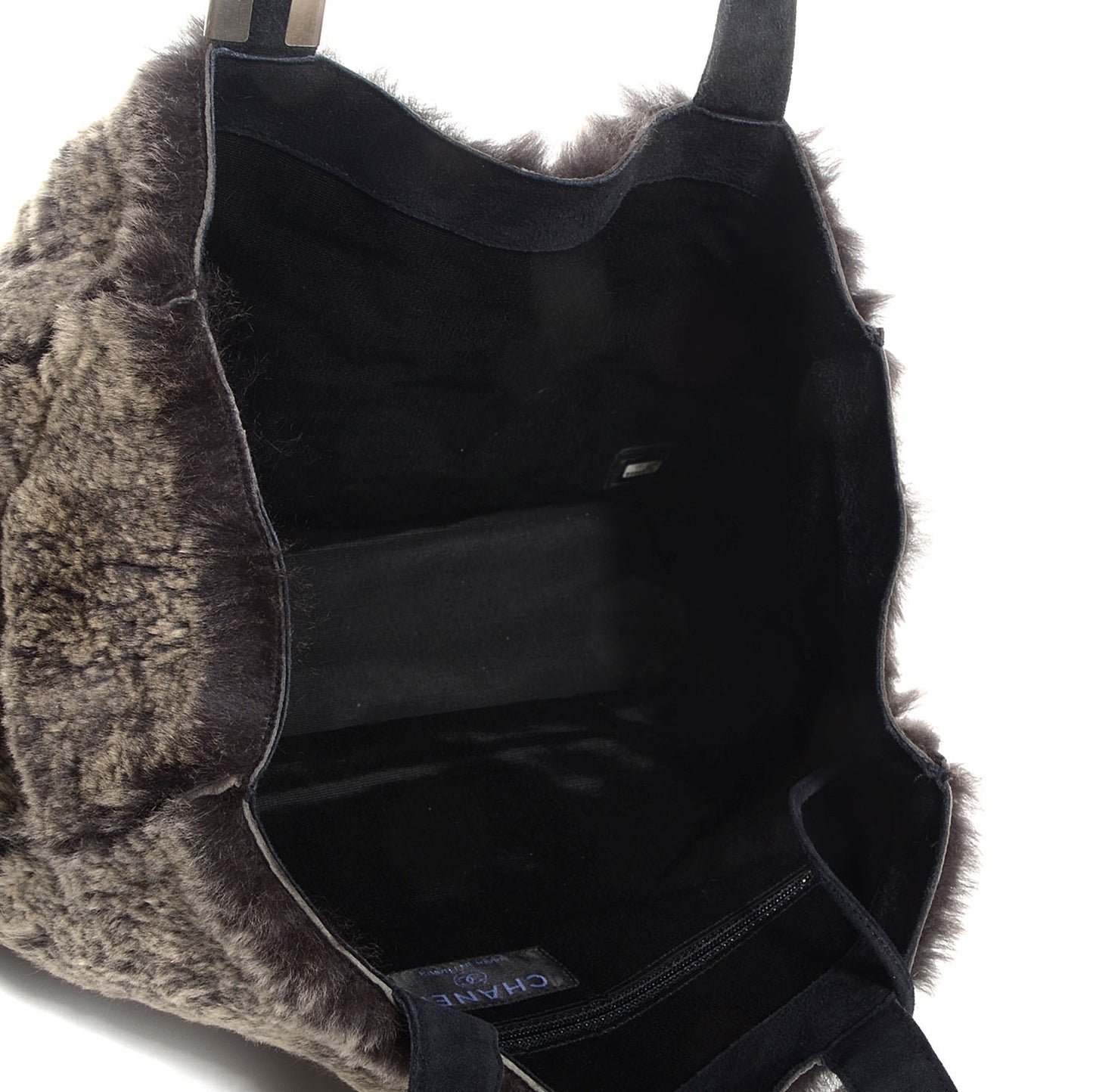 Lapin Rabbit Fur Tote w Cosmetic Pouch