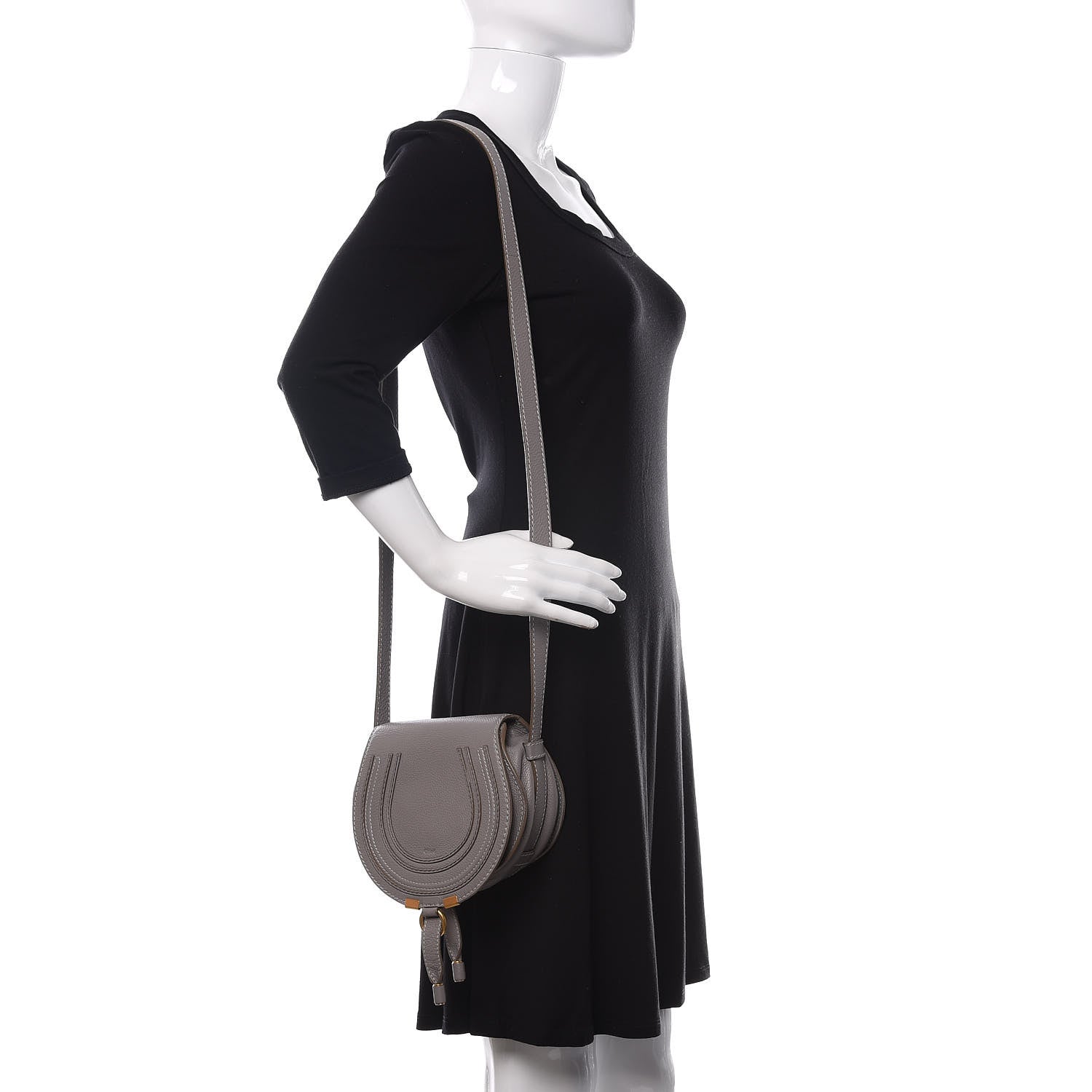 Chloe Calfskin Mini Marcie Round Crossbody Bag Cashmere Grey 2 of 11