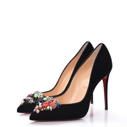 Christian Louboutin Velvet Diva Cora 100 Pumps 39.5 Black Multi 3 of 8