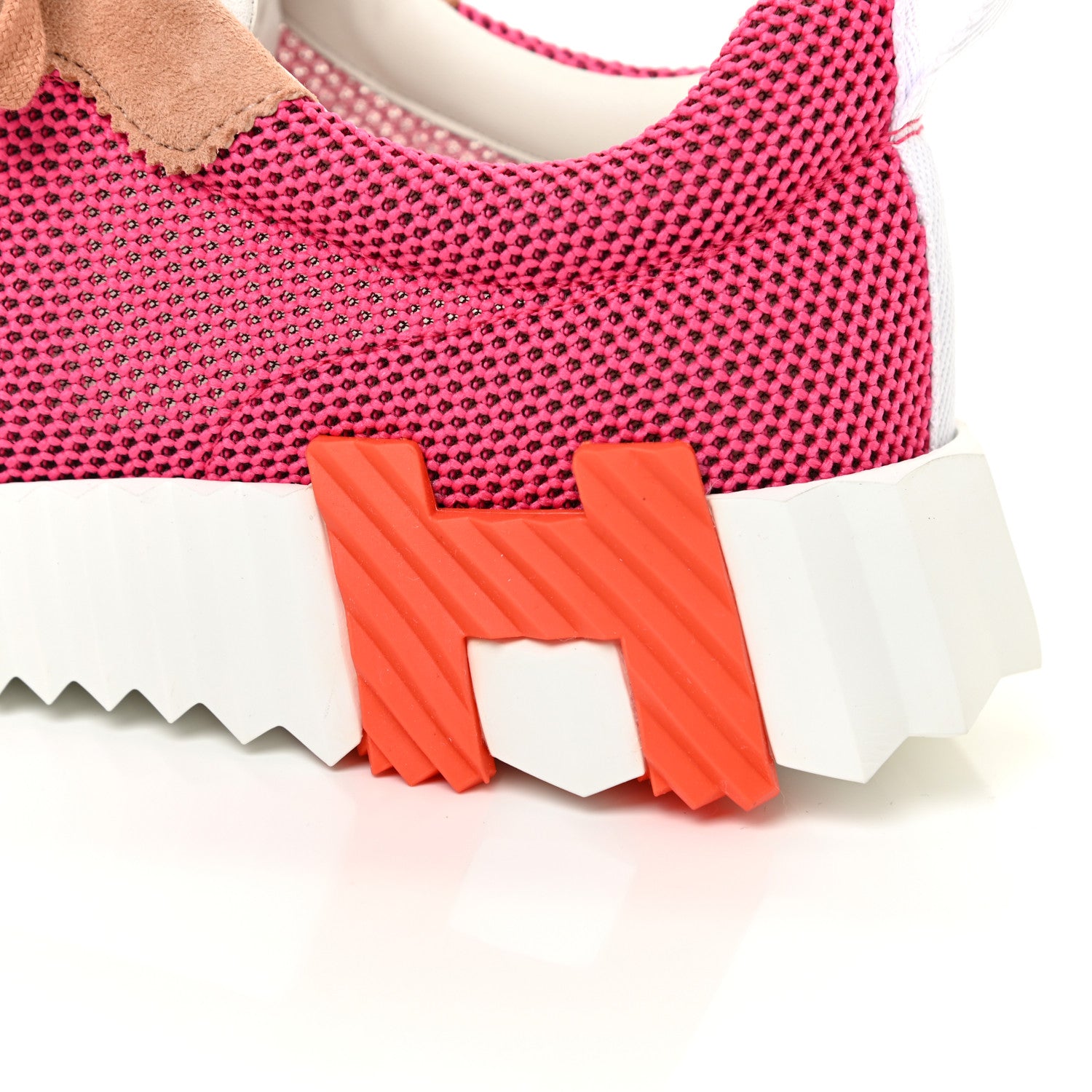Hermes Air Mesh Suede Goatskin Bouncing Sneakers 37 Rose Multicolor 12 of 13