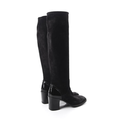 Chanel Suede Calfskin CC Knee High Boots 39.5 Black 4 of 17