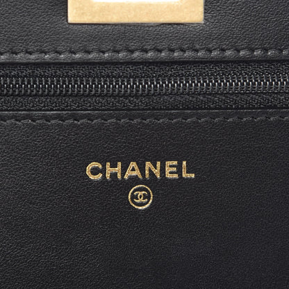 Chanel Calfskin Crocodile Embossed Graffiti 2.55 Cocodile Reissue Wallet On Chain WOC Black Gold 8 of 11