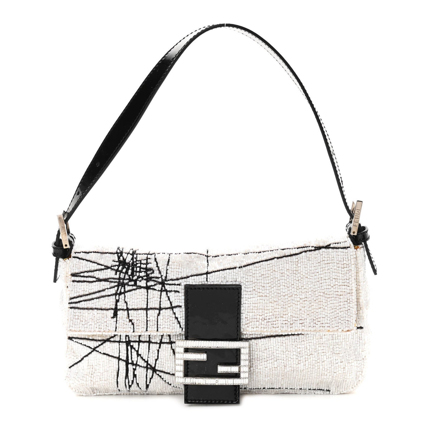Beaded Baguette White Black