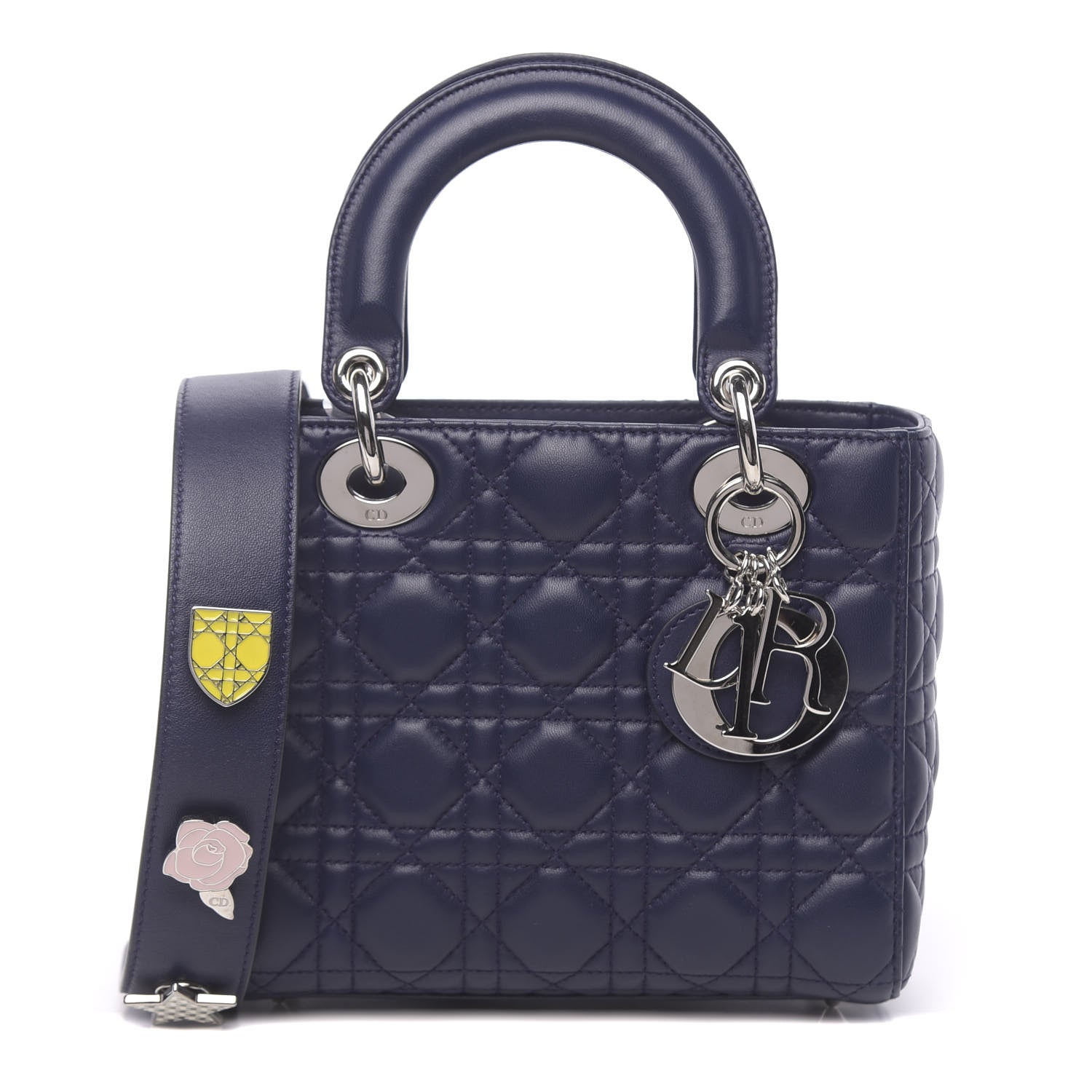 Christian Dior Lambskin Cannage Small Lucky Badges My Lady Dior Navy 1 of 9