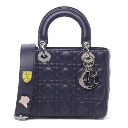Christian Dior Lambskin Cannage Small Lucky Badges My Lady Dior Navy 1 of 9