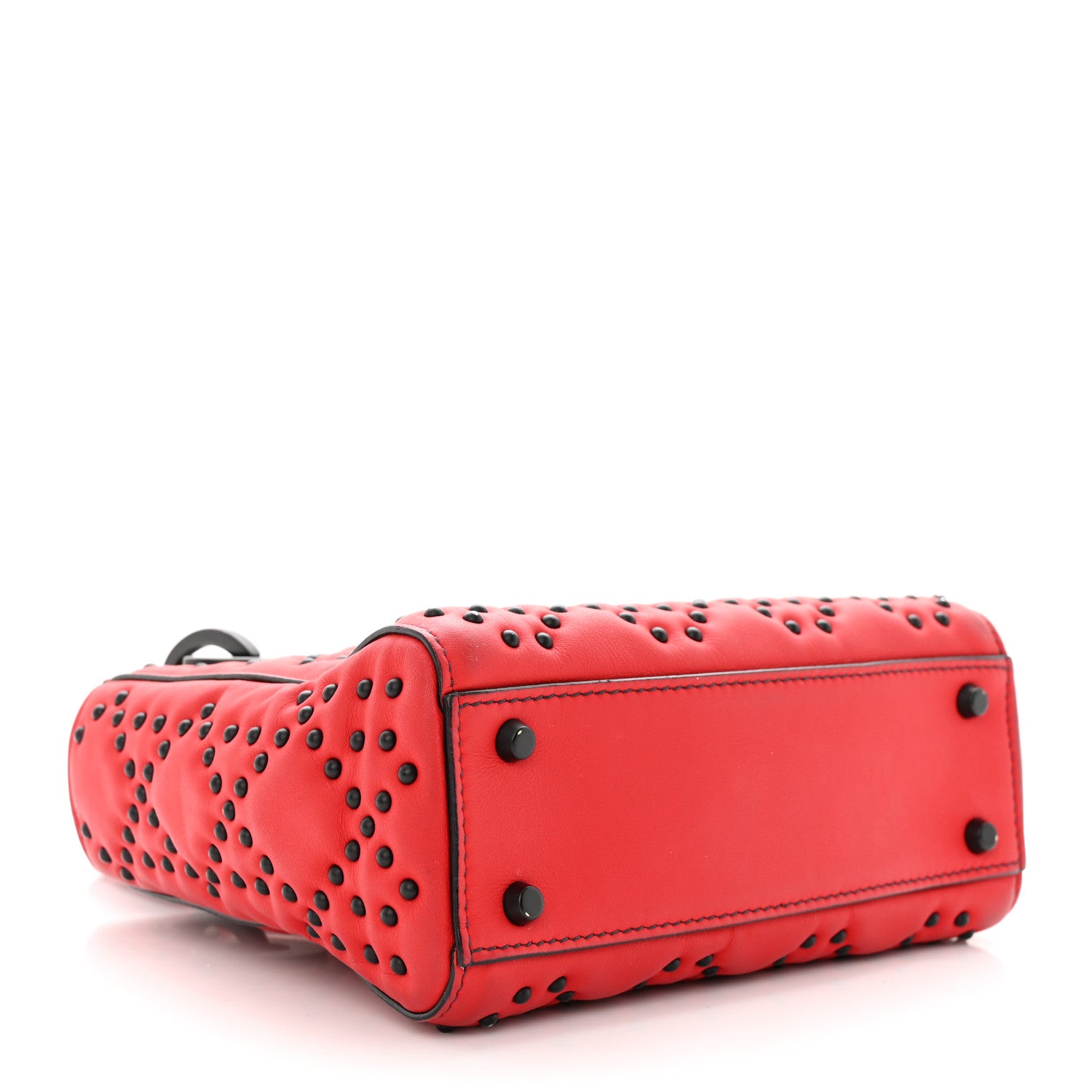 Christian Dior Ultra Matte Calfskin Studded Mini Supple Lady Dior Red Black 4 of 23